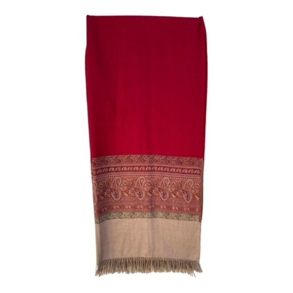 Indian Shawl Wool Blend / Throw Stole Paisley - Picture 2 of 9